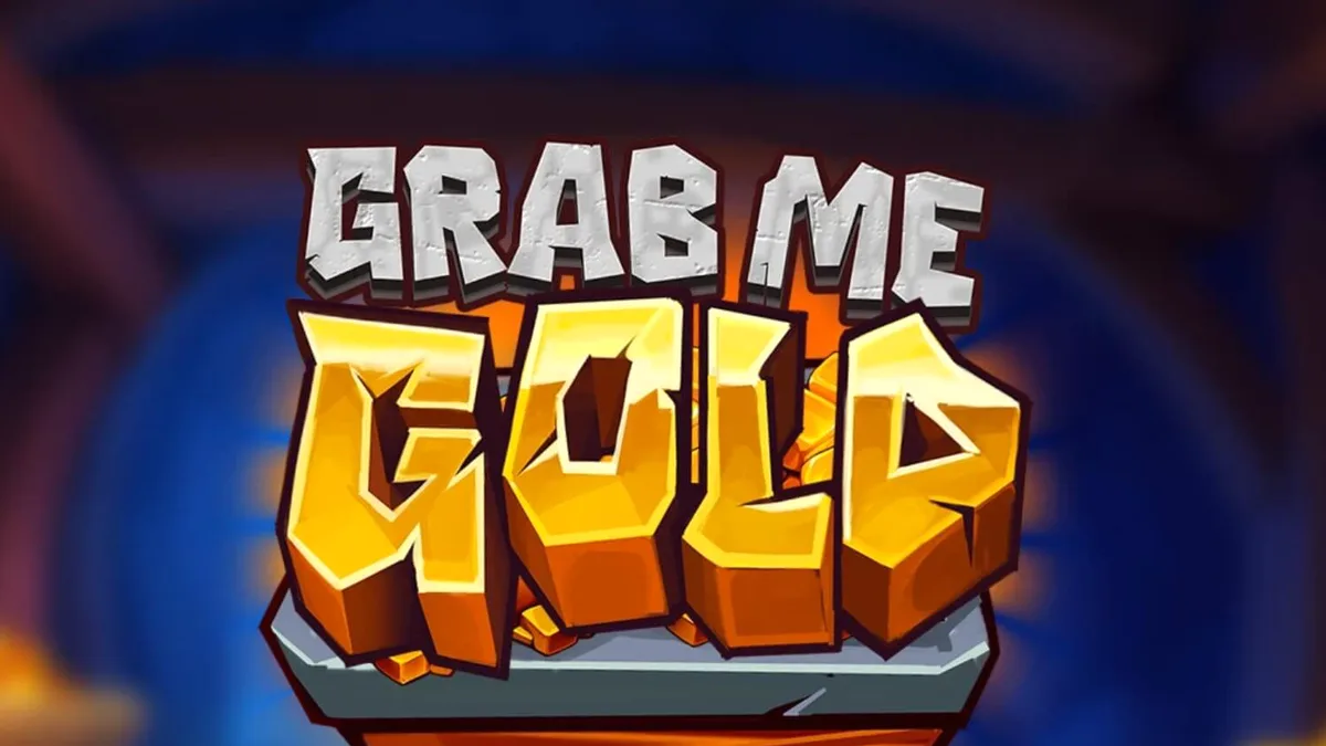 Tampilan visual slot Grab Me Gold dengan tema tambang emas dan simbol-simbol berkilau